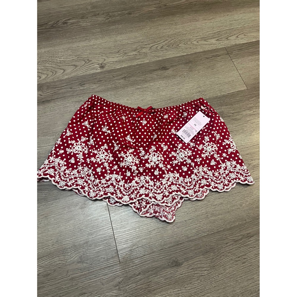 Wild Fable Red Polka Dot Eyelet Embroidered Sleep Shorts XS New With Tags